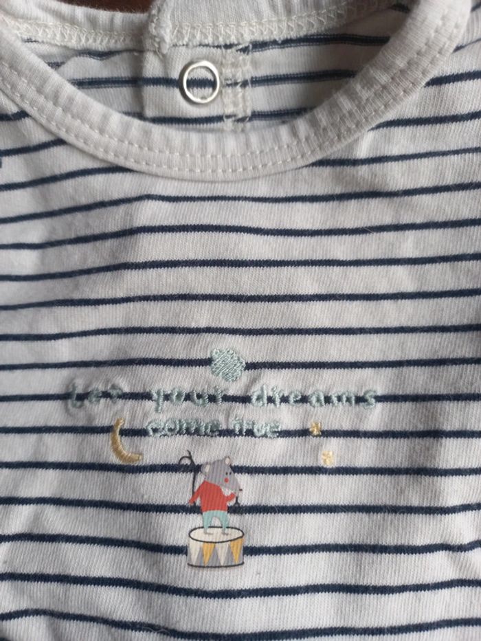 Pyjama rayé en coton 1 mois - photo numéro 2