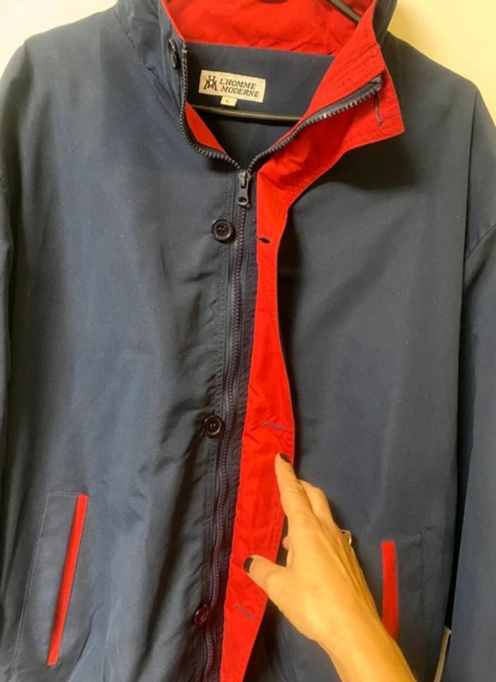 Superbe blouson comme neuf marine et rouge L’Homme Moderne taille L - photo numéro 3