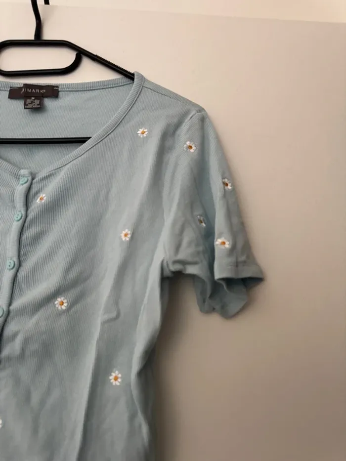 Haut à fleurs Primark bleu - photo numéro 2