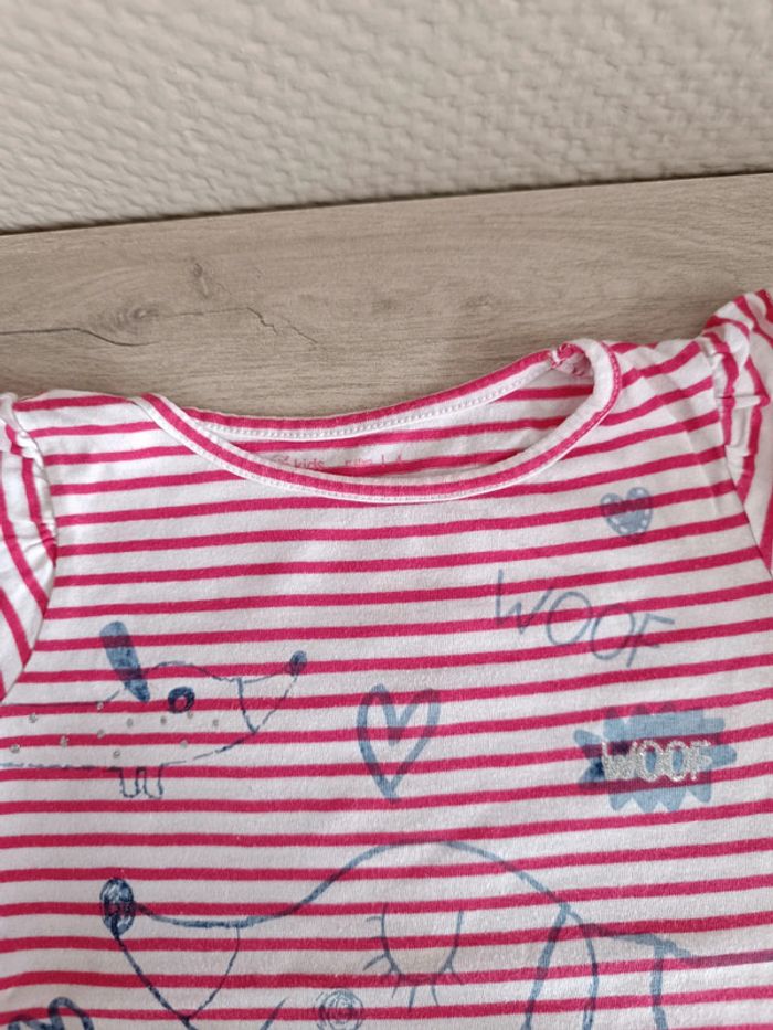 T-shirt marinière rouge avec motifs chien et cœur 4 ans - photo numéro 2