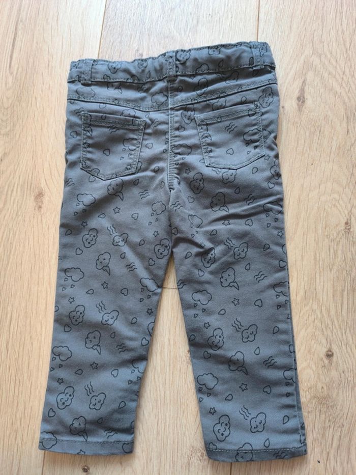 Pantalon jean fille gris motifs nuages Orchestra - Taille 18 mois 81 cm - photo numéro 2