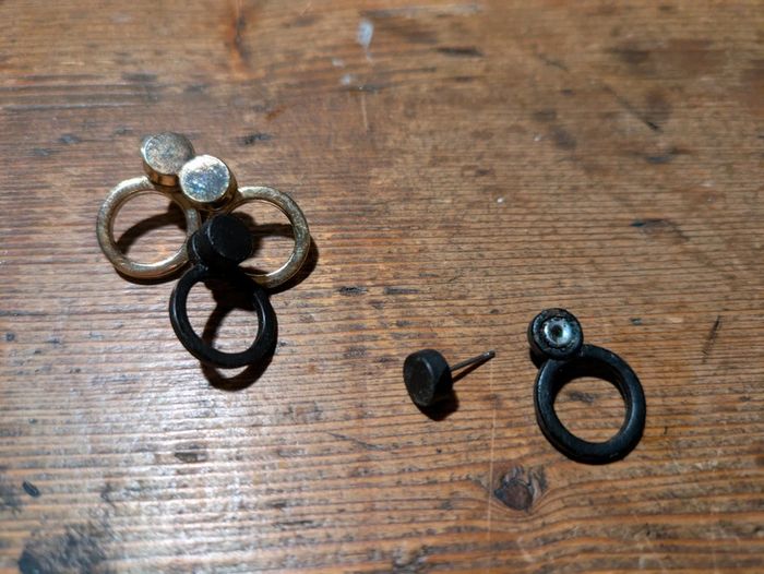 Lot boucles d'oreille or noir cercle double - photo numéro 2