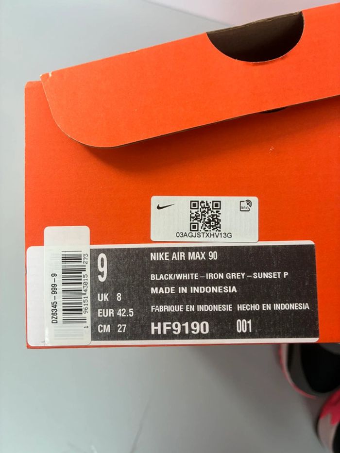 Baskets Nike air Max 90 rose noir Sunset pointure 42 - photo numéro 13