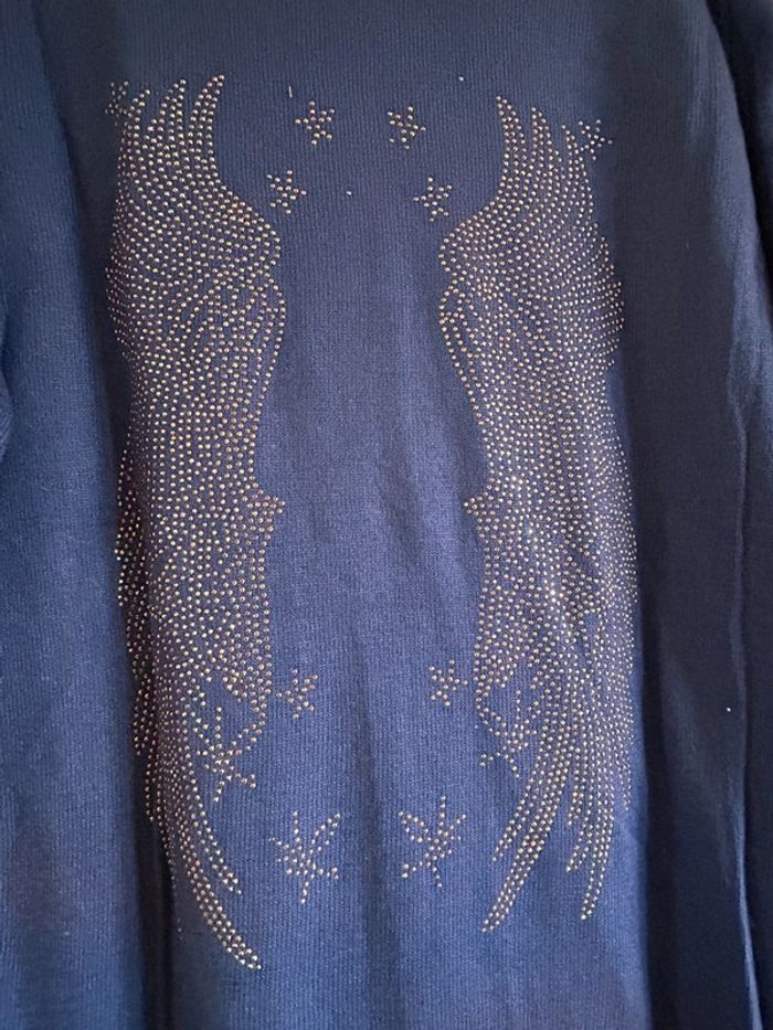 Pull bleu col v ailes taille unique Purple Queen - photo numéro 3