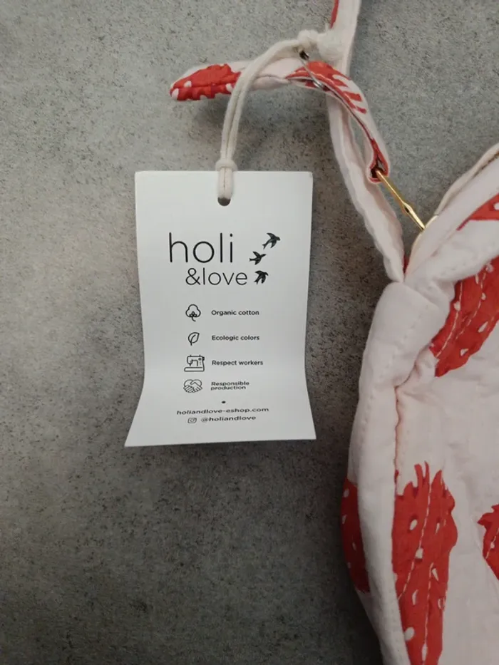 Sac à main rond en bandoulière holi&love motif fraises pink strawberry - photo numéro 2