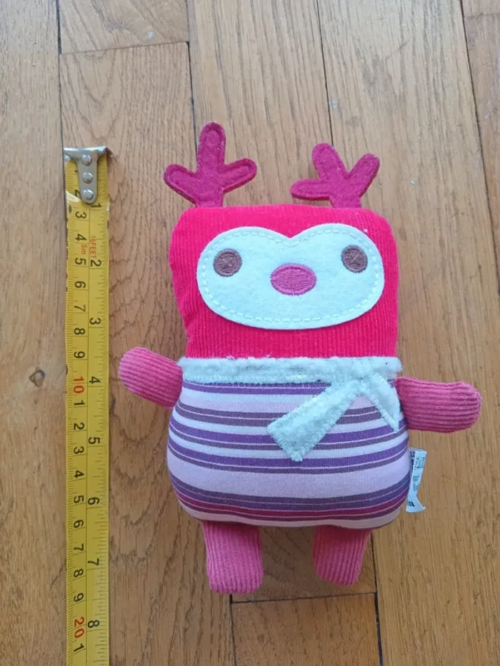 Peluche doudou animal renne monoprix bordeaux