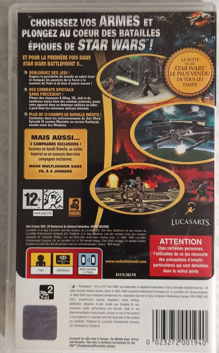 Star Wars Battlefront 2 PSP Playstation Portable avec notice - photo numéro 2