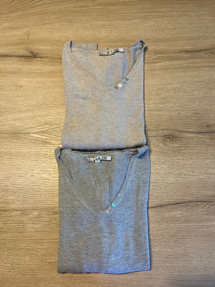 Pull fin, pull col V, femme taille S