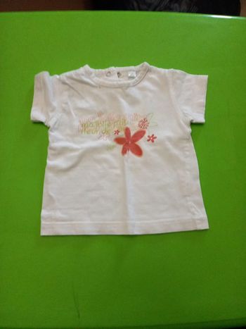 Tee shirt manche courte blanc 6 mois