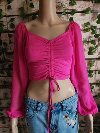 🌸Croptop Shein manches bouffantes transparentes Taille 34🌸
