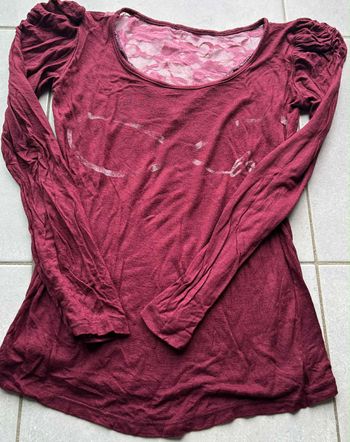haut à manche longue bordeaux