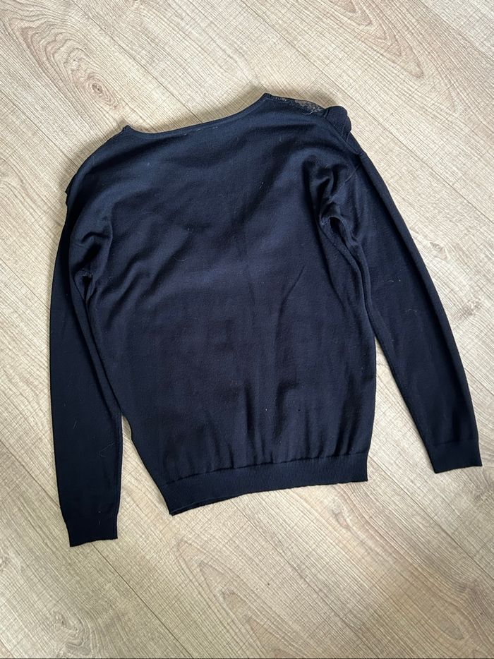 Pull noir avec dentelle à manches longues Morgan taille M TBE - photo numéro 8