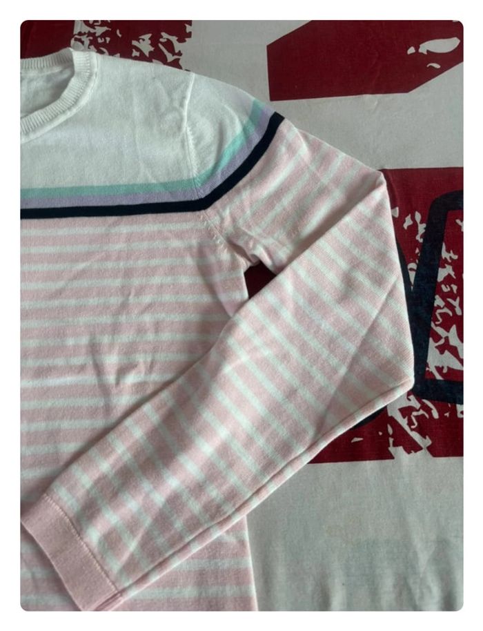 Sweat Tommy Blanc avec des liserés bleu et rose taille M - photo numéro 5
