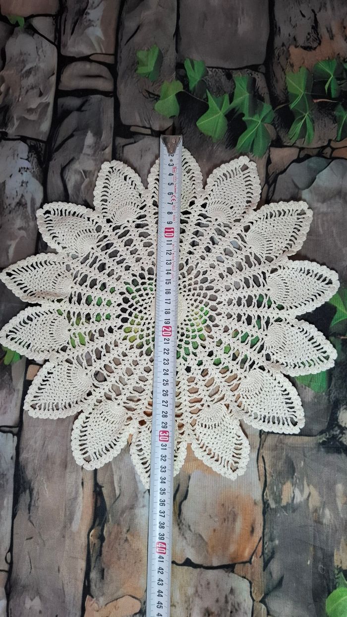 Napperon crochet motif fleur feuille écru blanc cassé vintage - photo numéro 10