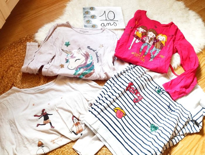 Lot t-shirts 10ans in extenso