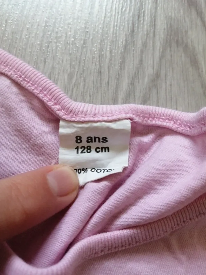 Tee-shirt rose clair à message et imprimé leopard / sans marque / (8ans) - photo numéro 3