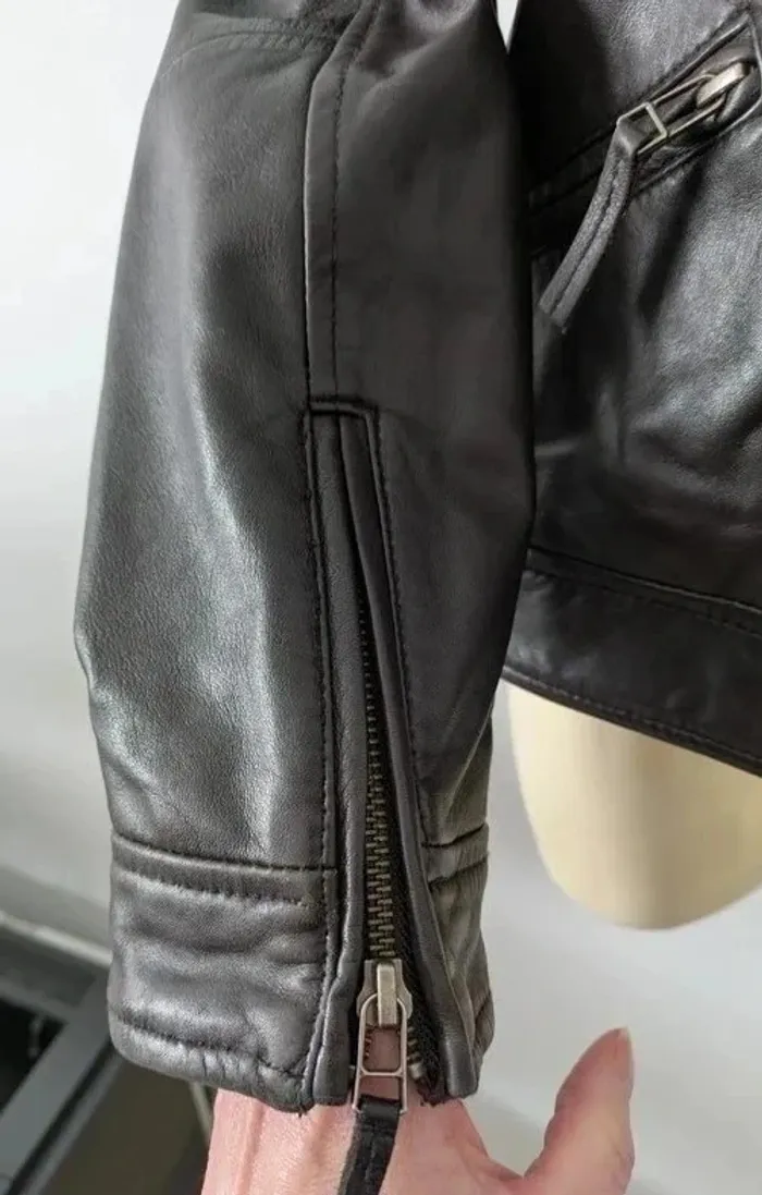 Veste zippée en cuir véritable - Saint Hilaire - taille 42 - photo numéro 6