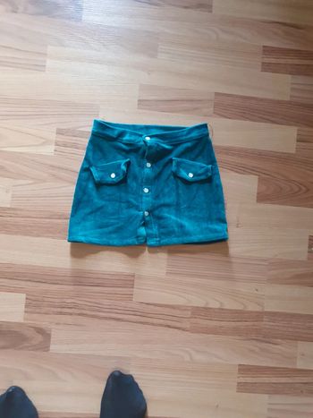 jupe velours vert fait main 6 ans