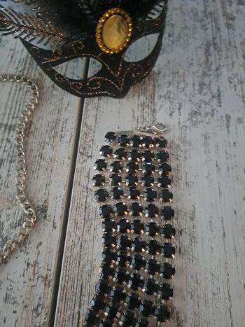 Ceinture perle strass noires