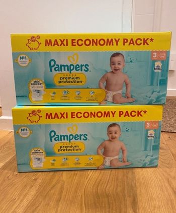 2 cartons de couches pampers premium taille 3