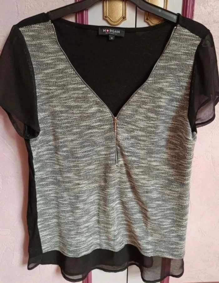 Haut Morgan gris-noir T.M(38) - photo numéro 2