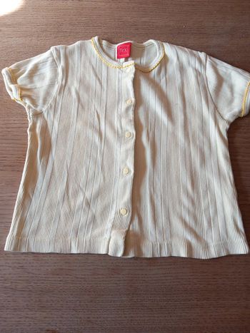 Tee-shirt gilet coton 8ans jaune crème