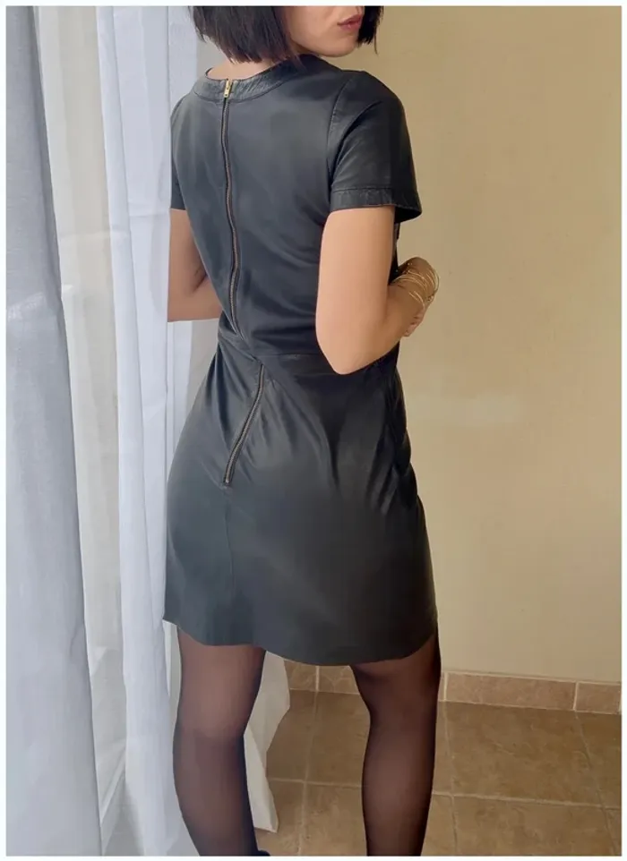 Robe Maje taille 1 en cuir noir neuve - photo numéro 4