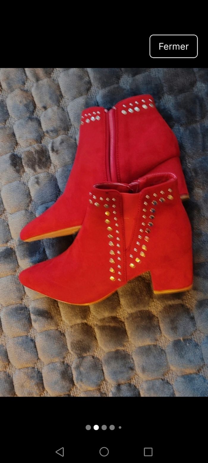 Bottines rouges pointure 38.neuf jamais porté - photo numéro 7
