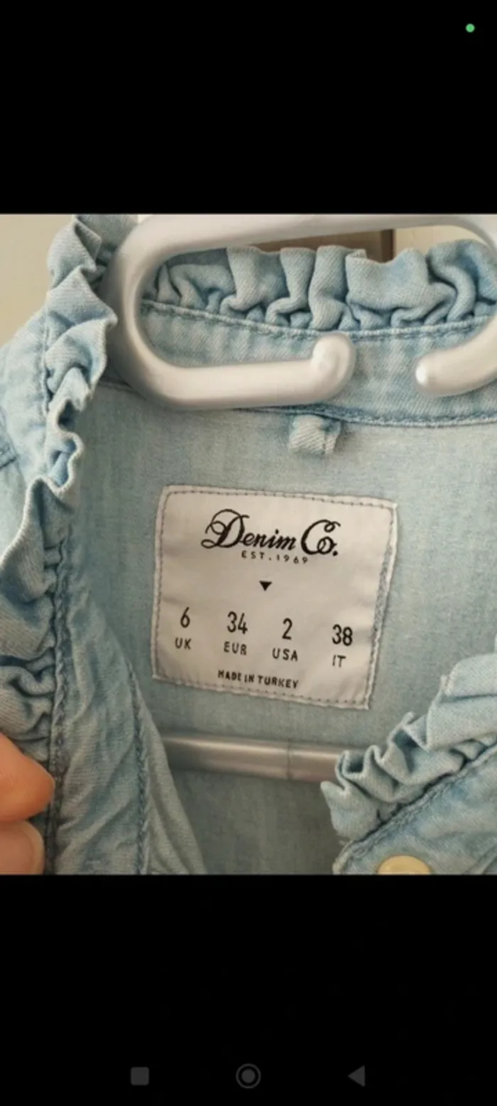 Chemise en jean à volants bleue claire denim co 34 - photo numéro 6