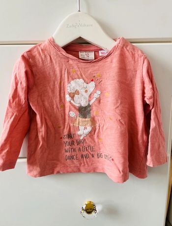 Tee shirt manche longue bebe fille 6 9 mois Zara saumon rose pull