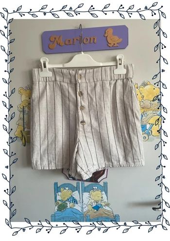 Short crème à rayures, taille 38, marque Kiabi