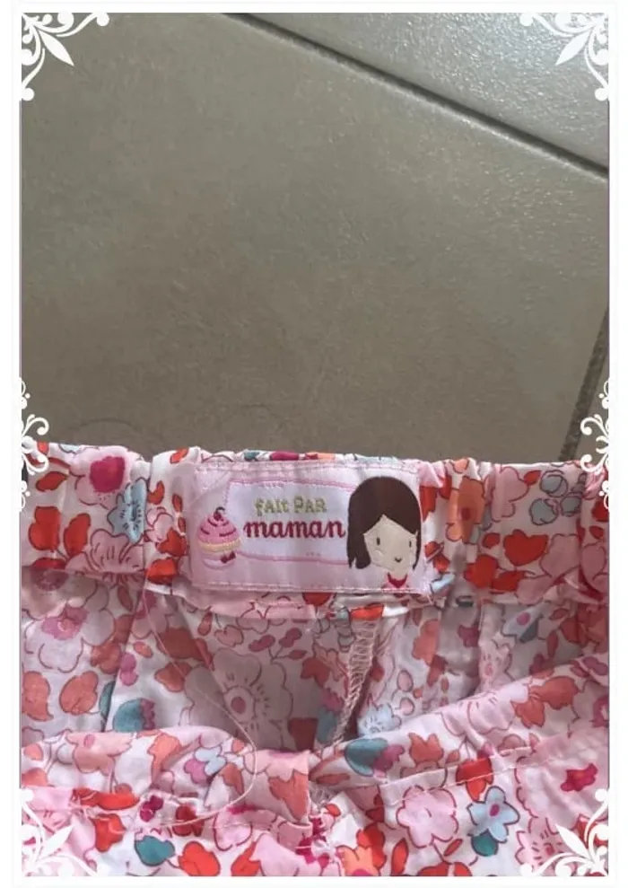 🌼 Pyjama été fille – Taille 12 ans – Haut brodé Kiabi & short fait main 🍑 - photo numéro 6