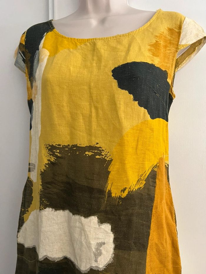 Robe été 100 % lin taille S jaune kaki - photo numéro 17