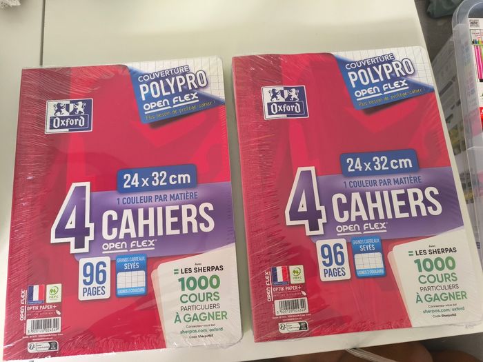 Lot 8 cahiers neufs 24x32cm 96 pages grands carreaux