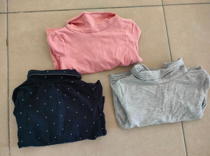 Lot de 3 T-shirt manches longues avec col 80 cm - photo numéro 2