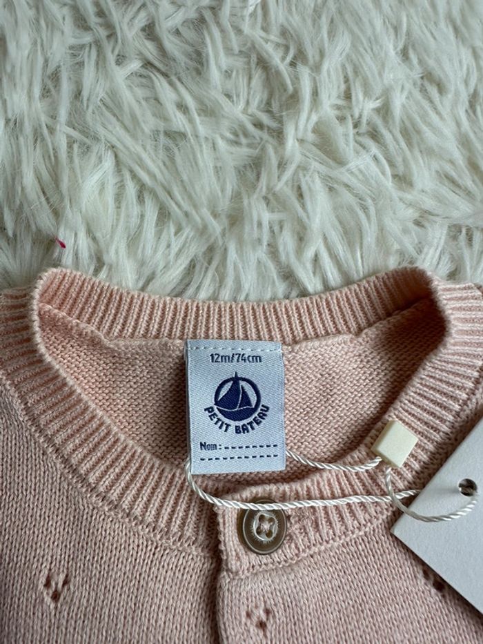 Cardigan rose petit bateau taille 12 mois - photo numéro 3