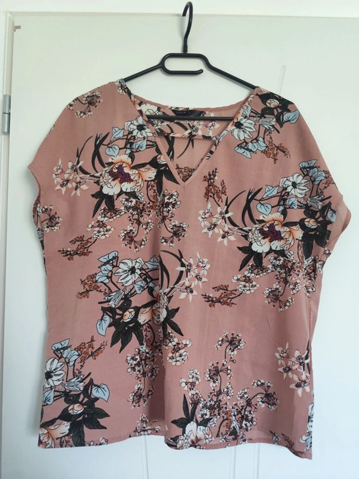Blouse fleurie rose