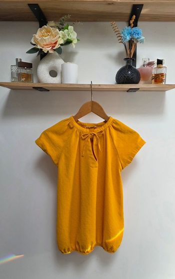 Cache Cache Blouse Top Jaune Moutarde Gaufré Fluide Taille 36