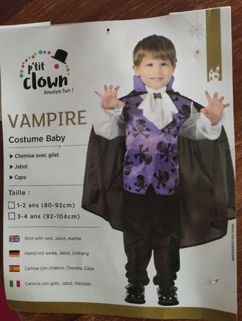 Déguisement vampire 2/3 ans