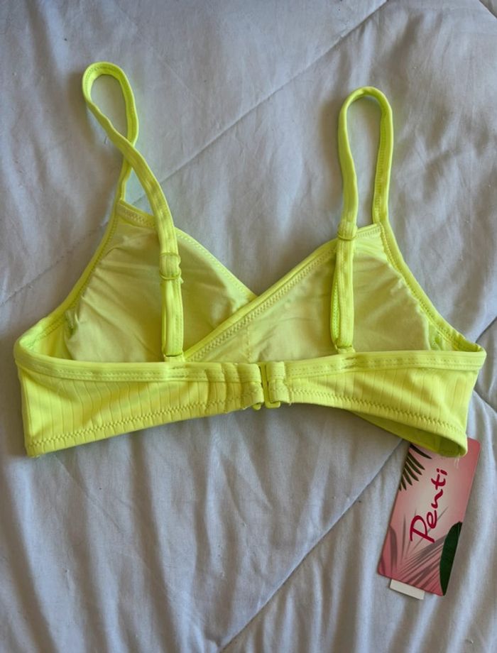 Haut de maillot de bain - bikini jaune fluo croisé penti taille XS/34 neuf - photo numéro 4