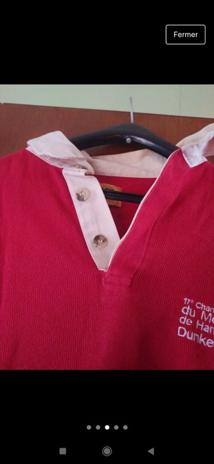 Polo vintage rouge avec col taille L oversize championnat du monde handball - photo numéro 5