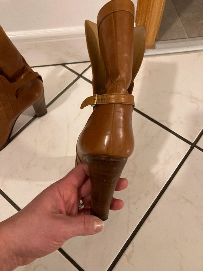 Boots camel en cuir taille 38 made in italy - photo numéro 8