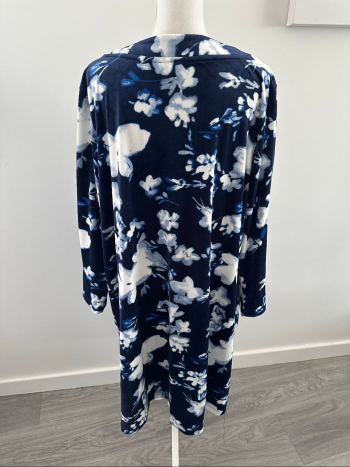 Robe de chambre polaire à fleurs bleue marine C&A T46 3XL - photo numéro 5