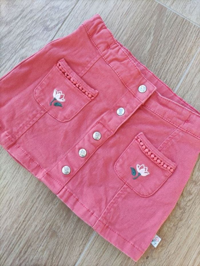 Jupe corail brodées fleurs Sergent Major 24 mois