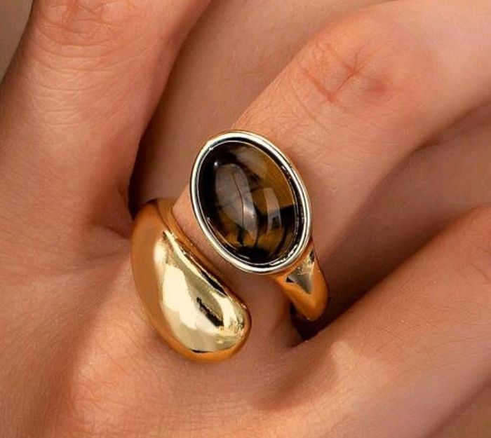 Bague ajustable oeil de tigre tendance