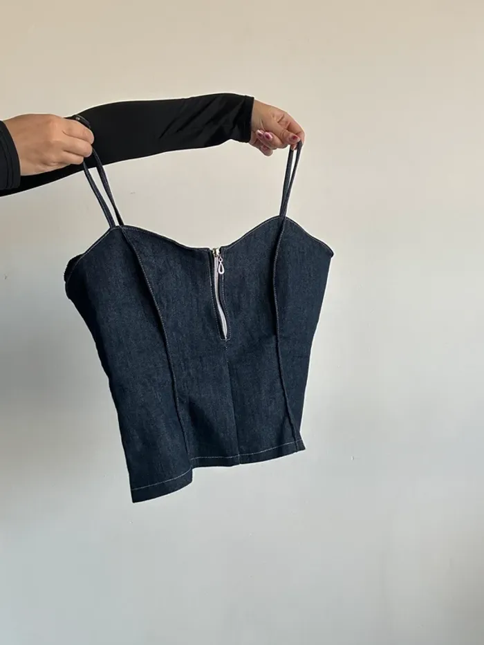 Top en jean Y2K années 2000 à bretelles taille L/XL - photo numéro 3