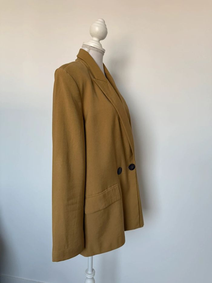 Blazer veste vest Zara long M manteau jas chaqueta Giacca abrigo Jaqueta tailleur perfecto jaune - photo numéro 2