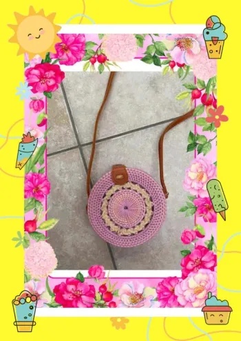 Sac fait main rose marron