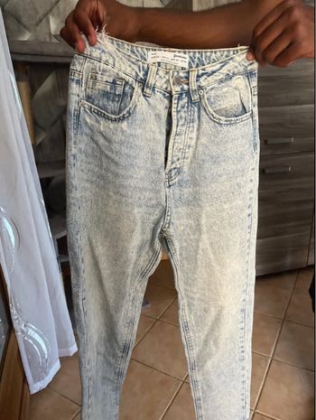 jean mom délavé
