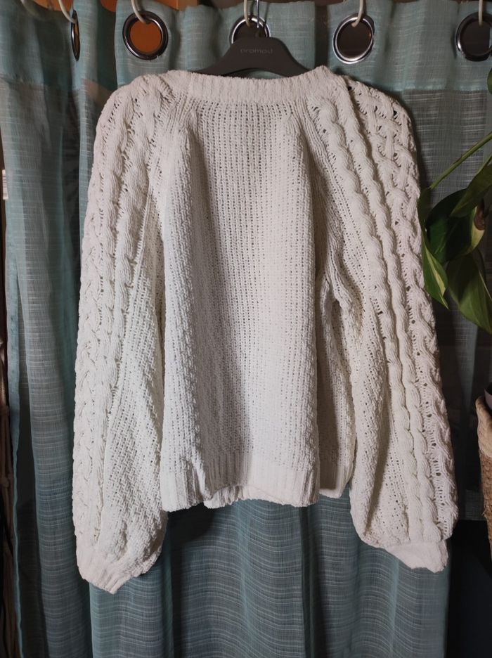 Pull tricot maille blanc kiabi - photo numéro 3